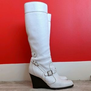 Dolce & Gabbana knee-high white leather boots